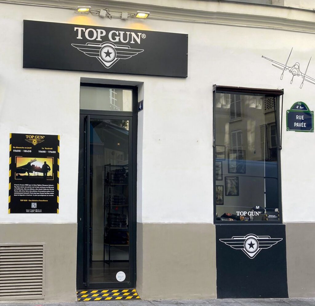 Façade du pop-up store Top Gun dans Paris